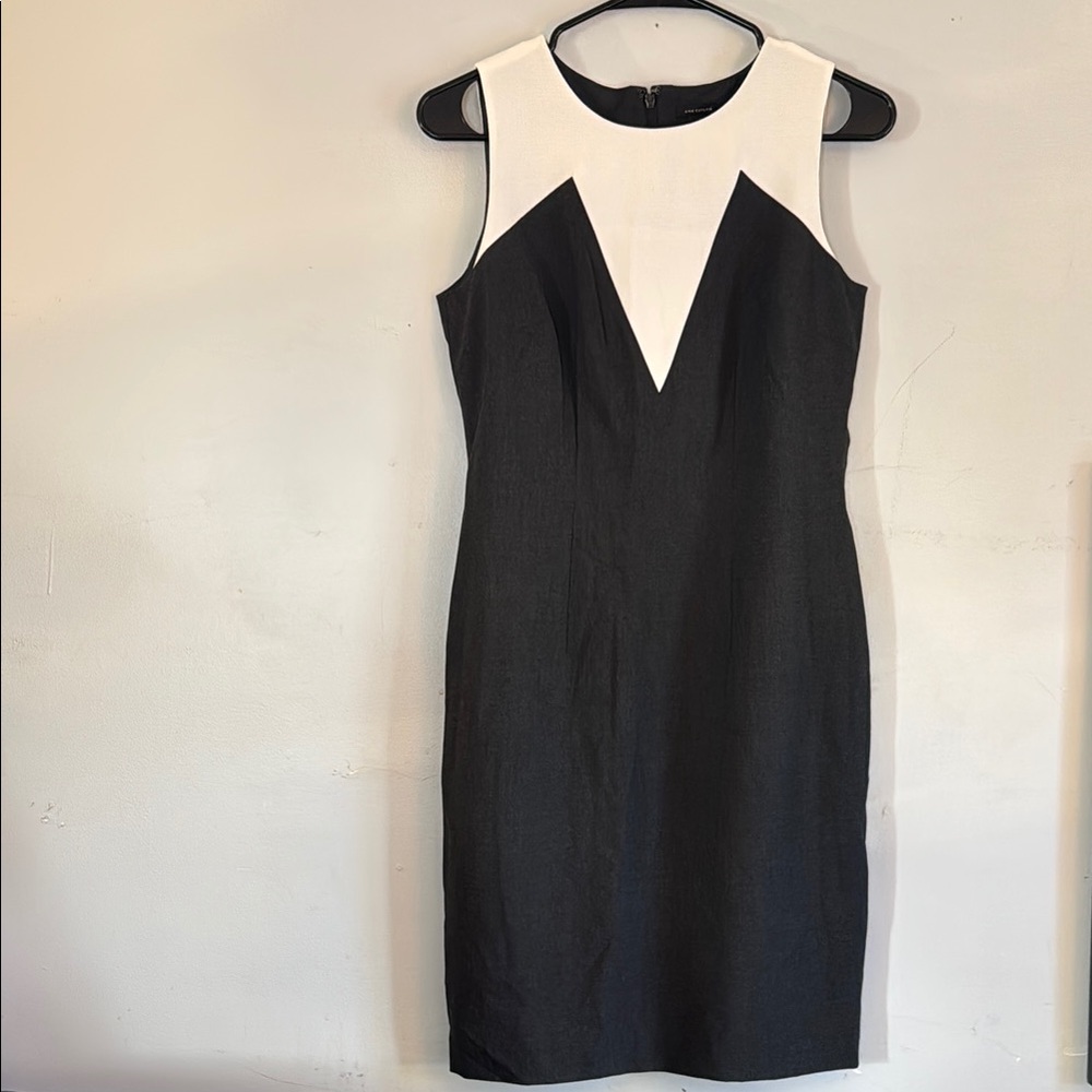 Ann Taylor Gray Sheath Mini Dress with V-neck for Cocktail